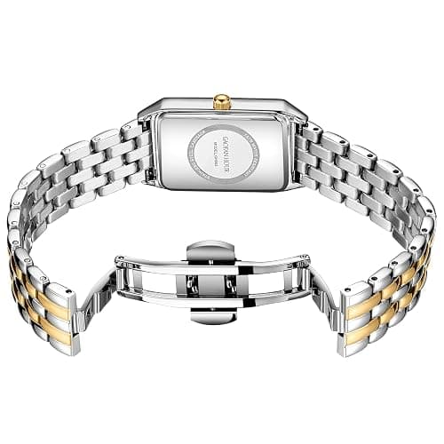 GAOFAN HOUR Gold Watches for Women with Vintage Rectangular Case,White Roman Dial,Stainless Steel Band,Adjustment Tool Included,Water Resistant thumbnail 3