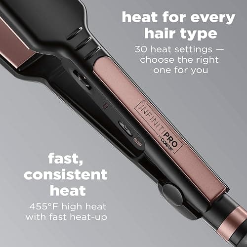 Infiniti PRO CONAIR Rose Gold Ceramic Flat Iron Hair Straightener, 1 3/4-Inch Flat Iron with Extra-Long Plates, Including a Floating Plate, Advanced Heat Technology, Black thumbnail 3