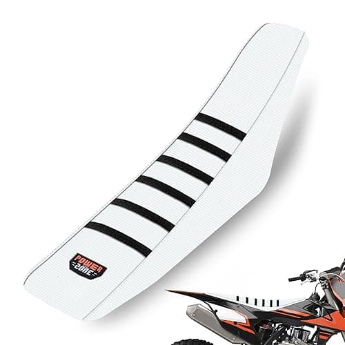 MCHMFG Universal Ribbed Dirt Bike Seat Cover - Gripper Soft Seat Cover for Most Dirt Pit Bike Motorcycle (White-White) - White-White