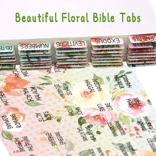 Fancy Land Floral Bible Tabs 90 Decorative Bible Tabs Laminated Colorful Bible Book Indexing Tabs Old and New Testament Laminated Matte Film Pretty Gift for Women Girls thumbnail 6