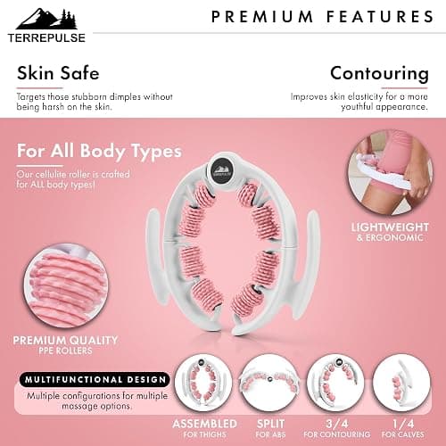 Terrepulse Anti Cellulite Roller & Lymphatic Drainage Massager | Deep Tissue Fascia Blaster & Muscle Roller | Tool for Sore Arms, Legs, Neck, Shoulders, Stomach & Buttocks (Pink) thumbnail 7