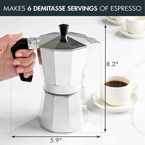 Primula Classic Stovetop Espresso and Coffee Maker, Moka Pot for Italian and Cuban Café Brewing, Greca Coffee Maker, Cafeteras, 6 Espresso Cups, Silver thumbnail 3