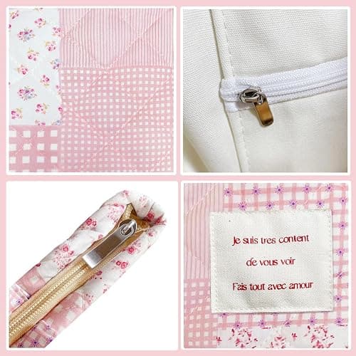 Modacarry Small Floral Quilted Tote Bag with Zipper Closure for Women Girls thumbnail 6