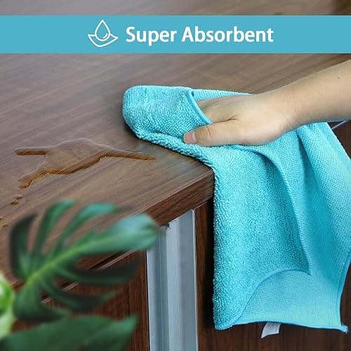 HOMEXCEL Lot de 8 Chiffons en Microfibre,Torchons Lavette Microfibre Ménage,Ultra-Doux, Haute Absorption, Idéal pour Cuisine, Voiture, vitres et Toute la Maison 30 x 30 CM, Multicolore thumbnail 5