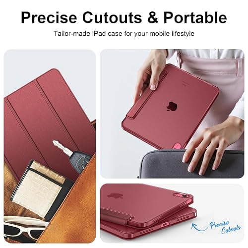 FINTIE Ultra Slim Case for iPad (A16) 11th Generation 11 Inch 2025 / iPad 10th Generation 10.9 Inch 2022 - Frosted Back Shell with Fold-back Stand and Auto Wake/Sleep, Burgundy thumbnail 6