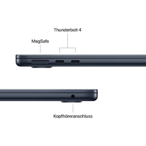 Apple MacBook Air (13", Apple M4 Chip mit 10‑Core CPU und 10‑Core GPU, 16GB Gemeinsamer Arbeitsspeicher, 512 GB) - Mitternacht thumbnail 5