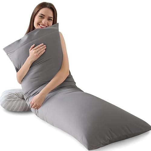 INSPIRE CRAFTER Memory Foam Body Pillow Insert, Soft Large Long Bed Pillow for Adults, Breathable Full Body Pillow, Grey - Image 1