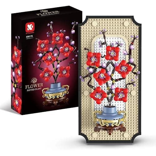 BRICXOR 3D Wall Art Plum Blossom Building Blocks Set for Adults - Floral Wall Hanging Art with Stand, DIY Artificial Flower Decor Kit for Home Office, Elegant Gift for Adults, 529-Piece thumbnail 6