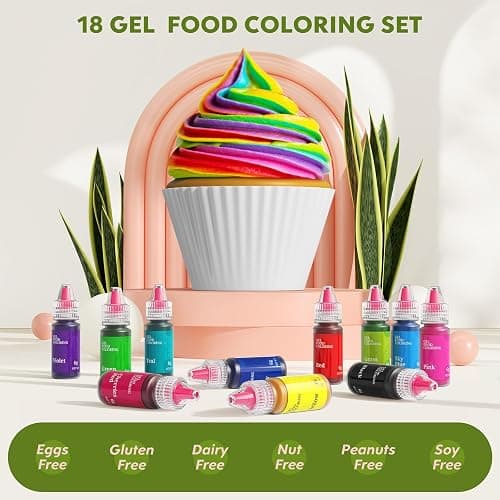 Gel Food Coloring,18 Baking Coloring Gel Set for Cake,Cookie Easter Egg Decorating,Cherrysea Edible Vibrant Food Dye for Baking Icing,Fondant,Macaron,Frosting,Gluten Free,Vegan Tasteless - 6g/Bottle thumbnail 7