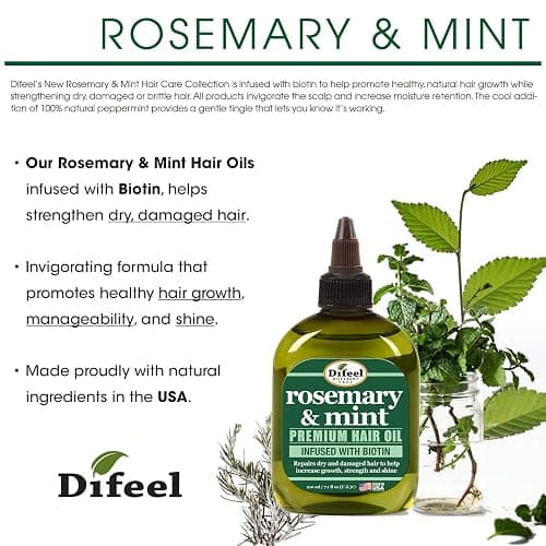 Difeel Rosemary and Mint Premium Hair Oil with Biotin 7.1 oz. - Natural Rosemary Oil for Hair Growth & Biotin thumbnail 2