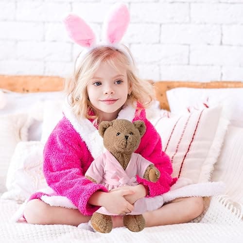 HollyHOME Pajama Bear Get Well Soon Teddy Bear in Bathrobe Plush Toy Birthday Bedtime Gift for Girls 16 inches thumbnail 5
