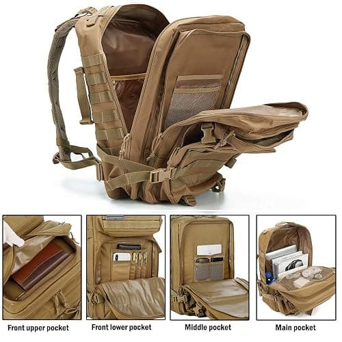 QT&QY 45L Military Tactical Backpacks Molle Army Assault Pack 3 Day Bug Out Bag Hiking Treeking Rucksack… thumbnail 5