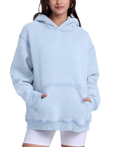 Dnzzs Womens Oversized Hoodie Acid Wash Hoodie Couples Vintage Sweatshirt Heavyweight Fleece Cotton Hoodies Streetwear Trendy thumbnail 2