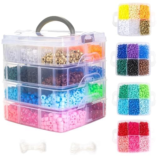 Gxueshan 4500 Pcs Acrylic Pony Beads Bulk Large Hole Plastic White Green Gold Red Black Blue Pink 24 Assorted Colors Kandi Hair Beads for Crafts Friendship Bracelet Jewelry Making Kit Set (4500) - Image 1