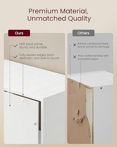 VASAGLE Custos Collection - Bookshelf, 6-Tier Tall Bookcase, Book Shelf with Doors, Open Storage Shelf, 9.4 x 23.6 x 68.9 Inches, for Living Room, Home Office, Dining Room, Cloud White ULBC402W01 thumbnail 6