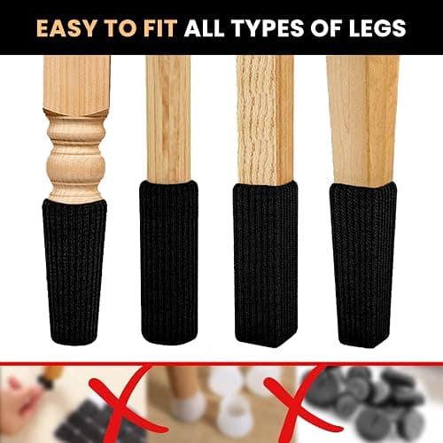 16/24/32 Pcs Black Chair Leg Socks – Premium Furniture Protectors for Hardwood Floors, Non-Slip & High Elastic Fit, Easy-to-Install Bar Stool Covers & Floor Pads thumbnail 6