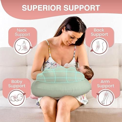 PILLANI Nursing Pillow, Breastfeeding Pillows for Enhanced Safety & Comfort for Mom & Baby, Removable Cotton Cover, Adjustable Waist Strap, Breastfeeding Essentials, Baby Registry Search thumbnail 5