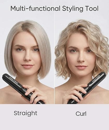 MELYDO Mini Flat Iron, Ceramic Tourmaline Small Hair Straightener for Short Hair/Bangs, Dual Voltage Travel Hair Straightener, Portable Mini Straightener with Storage Pouch(Black) thumbnail 4