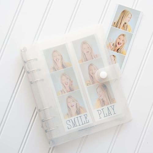 Photo Booth Photo Album - 6 Ring Glitter Notebook Sparkle Binder With 20 2x6 Photo Sleeves - Fits 80 Slide In Photobooth Strips (2x6, QUARTZ) thumbnail 5
