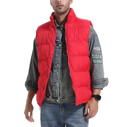 Zukela Solid Mens Puffer Vest Stand Collar Sleeveless Jacket M to 3XL | For 80s party,Lightweight but warm,Full Zip Up Stand Collar,Puffy outerwear,Water resistant,Winter zipper quilted,Multicolor - Image 1