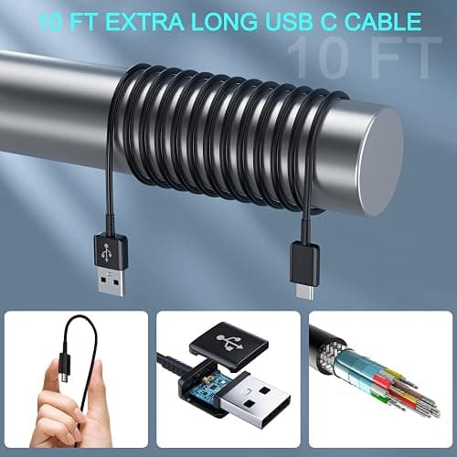 Phone Charger Android Type C 10 FT USB to USB C Charging Cable Fast Charger for Samsung Galaxy S10/S10e/S10+/S9/S9+/S8/S8+/S23/S22/S21 Ultra/S20//S25/S26/S24/Note 20/Note 10/Note 9/Note 8 thumbnail 3