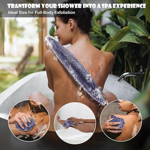 SubSahara African Net Sponge Authentic - 2 Pieces Exfoliating Scrubber for All Skin Types, Ideal for Face & Body Daily Use, Durable, Gentle Exfoliation (Blue & Purple) thumbnail 3