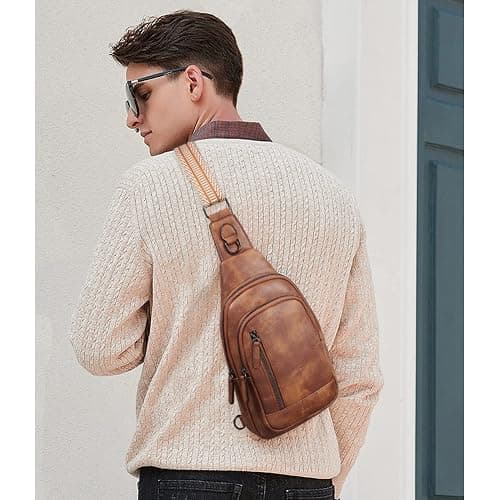 CLUCI Crossbody Bags for Women - Sling Backpack Travel Bag in Leather - 0-1 Brown thumbnail 2