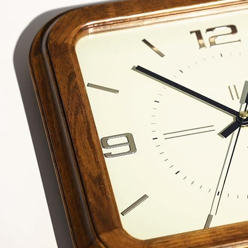 AYRELY® Rectangular Wooden Wall Clock – 12.8" W x 11.6" H (16" Diagonal) Vintage Elm Wood Frame, Metal Dial – Battery Operated Decorative Clock for Living Room, Kitchen, Office thumbnail 5
