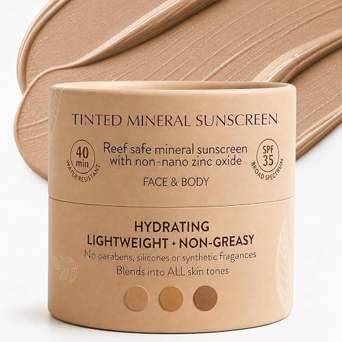 NATÚ BOTANICALS Tinted Mineral Face and Body Sunscreen SPF 35 - Mineral Zinc Oxide Sunblock Lotion - Broad-Spectrum UVA & UVB Protection - Lightweight & Gentle for Sensitive Skin - Reef Safe - Image 1