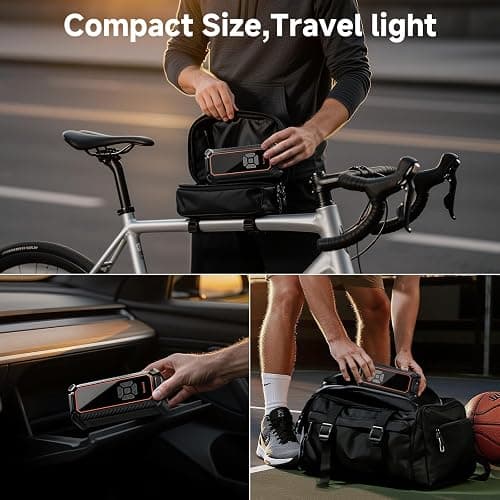OlarHike Tire Inflator Portable Air Compressor,Dual Power-3*2000mAh &12V DC | Lightning-Fast Inflation, Auto Shut-off, Cordless Air Pump for Car Tires, Bikes, Balls with LED & Digital Pressure Gauge thumbnail 5