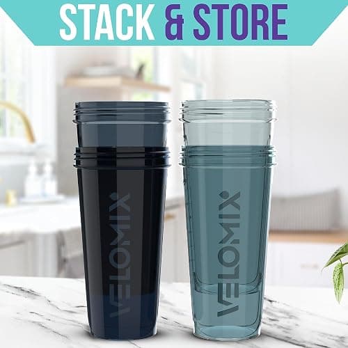 VELOMIX -4 PACK 28 Oz Protein Shaker Bottle for Protein Mixes - 4x Wire Whisk | Leak Proof Shaker Cups for Protein Shakes | Protein Shaker Bottle Pack | Protein Shake Cup (Aqua Depths) thumbnail 6