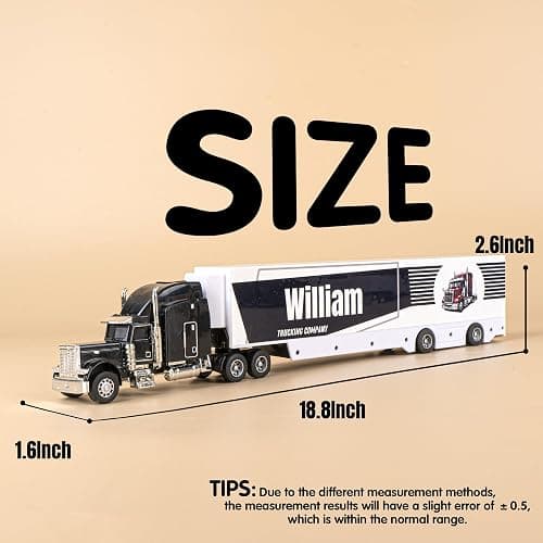 MT WORLD Toy Truck Personalized Semi Truck Toy with Name 1/48 Scale Diecast Model Tonka Container Car Carrier for Boys Teens Birthday thumbnail 2