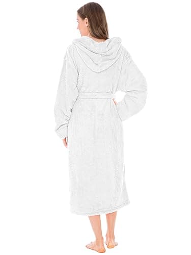 PAVILIA Women Hooded Plush Soft Robe | Fluffy Warm Fleece Sherpa Shaggy Bathrobe thumbnail 2