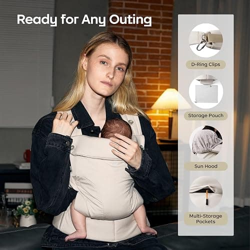 Bc Babycare CocoonGo Baby Carrier – CloudTouch Soft & Ergonomic Baby Carrier for 7–44 lbs | Easy to Wear, Adjustable Fit, Travel-Ready, Machine Washable (Black) thumbnail 5