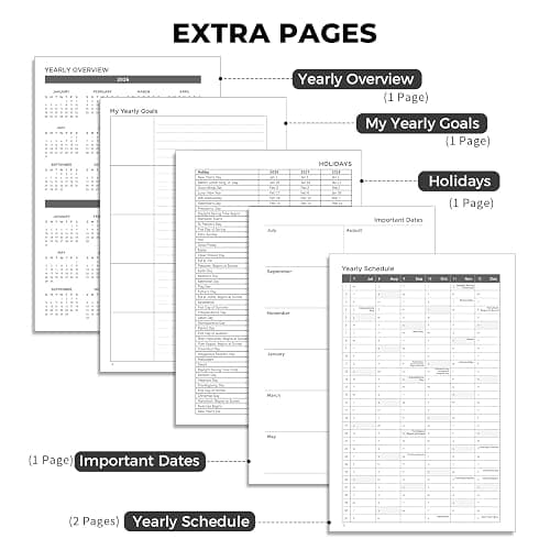 AHGXG Academic Planner 2026-2027, July 2026 - June 2027, Weekly and Monthly, 5.7" x 8.3", for Women, Teacher, Student, School, 12-Month Tabs, Flexible Plastic Cover (Black) thumbnail 6