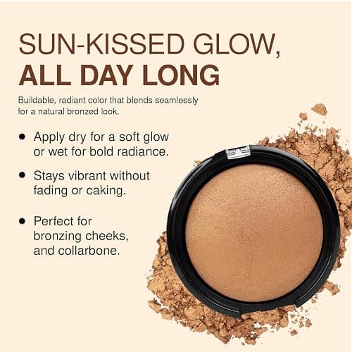 Palladio Baked Bronzer, Highly Pigmented and Easy to Blend, Shimmery Bronzed Glow, Use Dry or Wet, Lasts all day long, Provides Rich Tanning Color Finish, Powder Compact, Illuminating Tan thumbnail 5