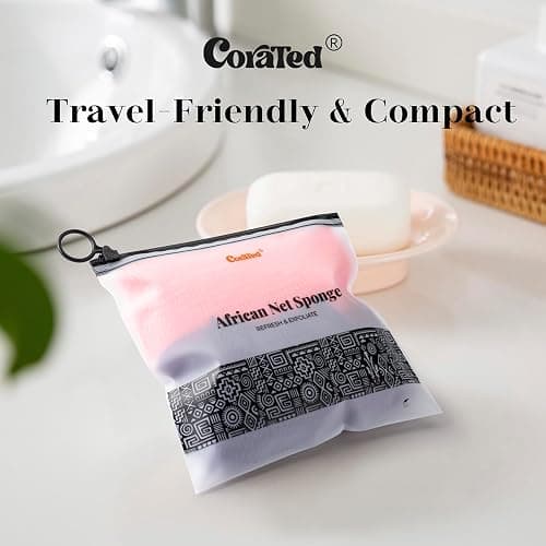 CORATED African Net Sponge Authentic, Shower Loofah Exfoliating Bath Sponge, Body Scrubber for Women and Men Daily Use Body Care, Travel Portable Bath Accessories Spa Gifts thumbnail 5