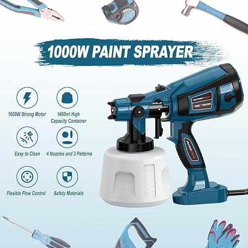 Paint Sprayer Tool 1000W High Power Electric Spray Paint Gun Easy to Clean for Furniture Cabinets House Painting thumbnail 2