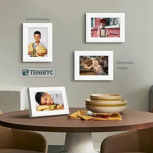 TENIBYC 5x7 Picture Frame 3 Pack - White Woodgrain, Solid Wood & HD Tempered Glass, Table Display or Wall Hanging thumbnail 6
