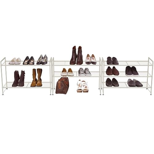 Simple Houseware 3-Tier Stackable Shoes Rack Storage Shelf, White thumbnail 4