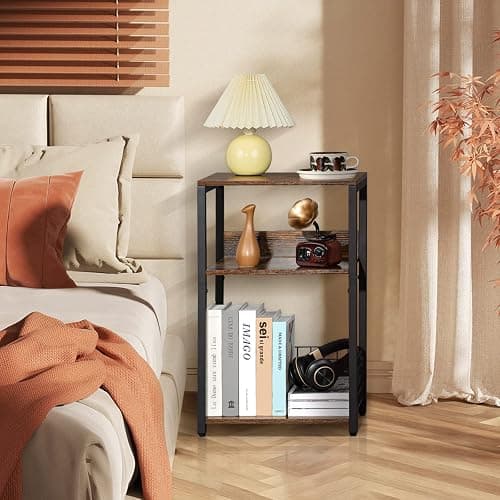 LELELINKY 3 Tier End Table,Record Player Stand with Storage Up to 100 Albums,Turntable Stand for Vinyl,Brown Records Shelf for Living Room Bedroom thumbnail 4