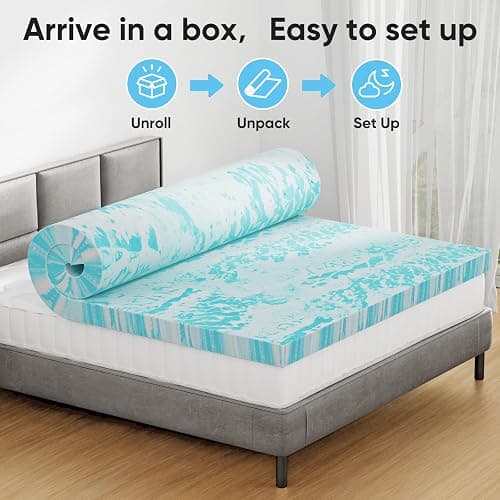OLIXIS 2 Inch Queen Cooling Gel Infused Memory Foam Mattress Topper Bed Pad | CertiPUR-US Certified, Soft Ventilated Pressure Relieving Bed Pad in a Box, Plush Overlay for Dorm, RV, Camper & Sleeper Sofa thumbnail 6