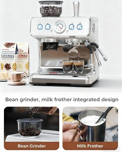 COWSAR 20 Bar Espresso Machine with Grinder & Milk Frother Steam Wand, 58mm Expresso Coffee machines, Commercial Stainless Steel Coffee Maker for Cappuccino and Latte, Perfect for Home Café-Pro thumbnail 7