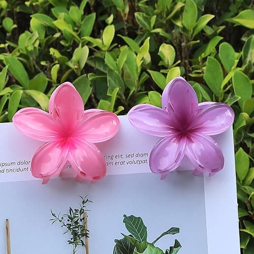 Sisiaipu Flower Hair Clips for Women 6 Pcs Hawaiian Large Claw Clips Plumeria Medium Hair Claw Clips for Thick Thin Hair Hibiscus Tropical Beach Hair Accessories for Women Girls and Girls (ABS) thumbnail 6