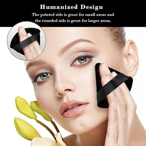 8Pcs of Triangular Powder Puff Makeup Sponges, Made of Super-soft Velvet, Designed for Contouring, Eye, and Corner, Beauty Blender Foundation Mixing Container.(Black) thumbnail 5