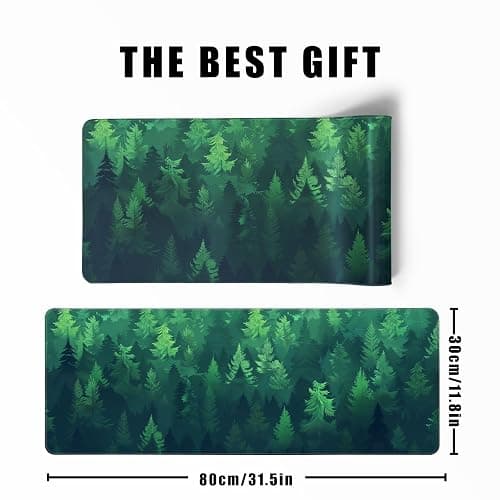 Forest Gaming Green Large Gaming Mouse Pad Keyboard Desk Pad Extended Mouse Pad Gaming Office Decor, Pc Laptop Mouse Pads Large (31.5x11.8 in) with Stitched Eges Non-Slip Base Mousepad XL thumbnail 3