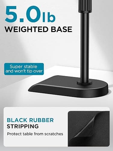 InnoGear Adjustable Desk Microphone Stand, 2 Pack Weighted Base with Soft Grip Twist Clutch, Boom Arm, 3/8"-5/8" Screw Adapter for Blue Yeti and Blue Snowball, Kick Drums, Guitar Amps, Black thumbnail 3