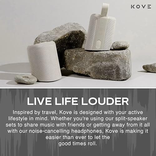 KOVE Commuter 2 Portable Speaker - Stone Bluetooth Speakers, Wireless with HD Louder Volume, Deep Bass Subwoofer, Microphone, IPX7 Water Resistant - Perfect Boom Box for Home, Outdoor or Travel thumbnail 7