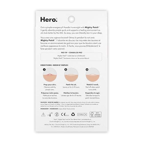 Hero Cosmetics Mighty Patch Original – Hydrocolloid Patch for Pimples, Overnight Acne Blemish & Zit Stickers for Sensitive Skin, 72 Count thumbnail 7