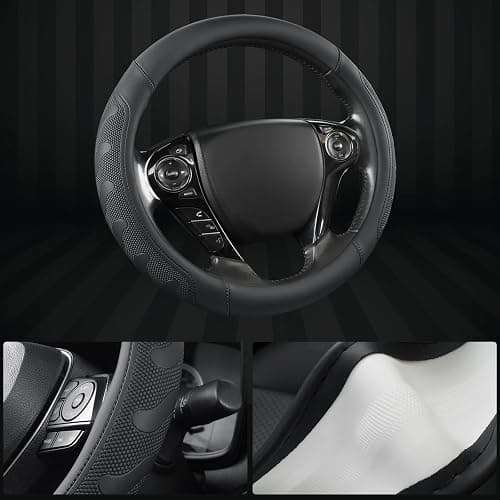 GIANT PANDA Microfiber Leather Steering Wheel Cover for Honda Accord,Civic,CR-V,HR-V,Pilot(Black-Standard Size) thumbnail 4